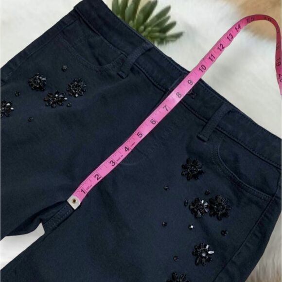 TALBOTS FLAWLESS LIMITED EDITION HIGH MID RISE SLIM ANKLE BLACK SEQUINED JEANS 4 - Picture 10 of 13